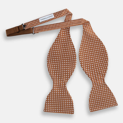 Brown and White Diamond Silk Bow Tie Image 1