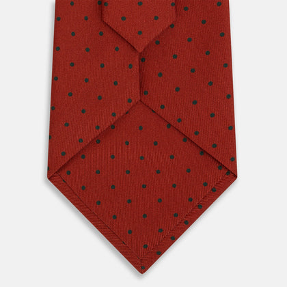 Red and Navy Polka Dot Silk Tie Image 2