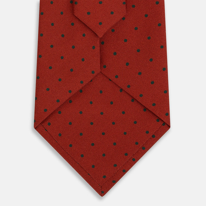 Red and Navy Polka Dot Silk Tie Image 2