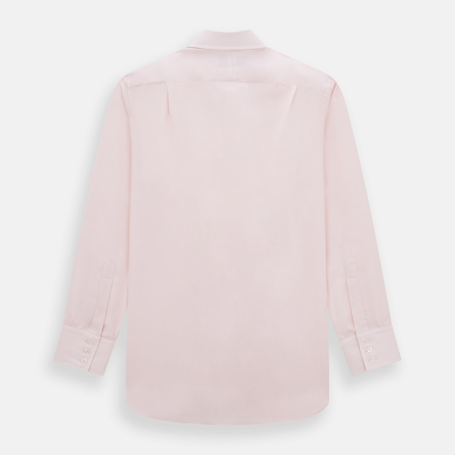 View 3 of product The Pale Pink Cotton Cashmere Mayfair Shirt by Turnbull & Asser features a classic collar, button-down front, and buttoned cuffs, crafted from a luxurious cotton-cashmere blend and displayed flat on a white background.