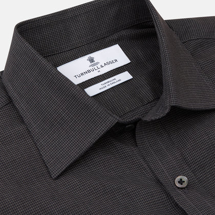Black Check Weekend Fit Flannel Shirt with Derby Collar and 1-Button Cuffs Image 2