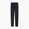 View 1 of product The Navy Rupert Trousers by Turnbull & Asser are tailored wool trousers with a button and zip closure, belt loops, and front creases, elegantly displayed against a plain white background.