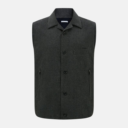 Graphite Melange Collared Single-breasted Waistcoat
