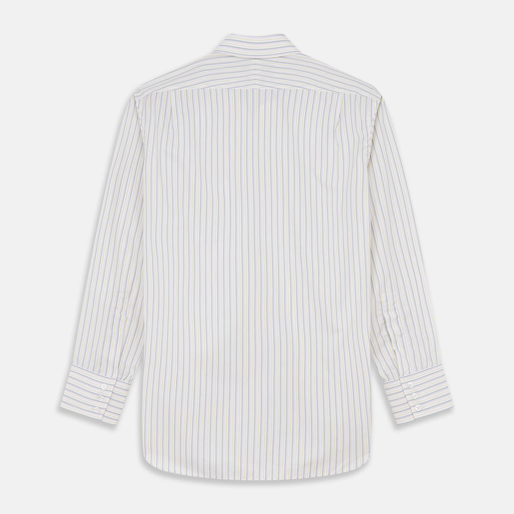 A Green Multi Stripe Cotton Regular Fit Mayfair Shirt by Turnbull & Asser, shown laid flat on a white background.