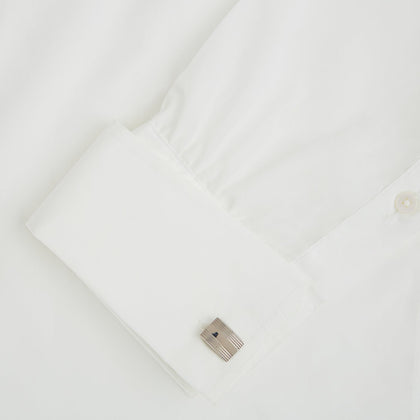 Silver Striped Rectangular Cufflinks Image 2