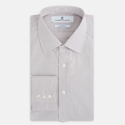 Burgundy Micro Tattersall Check Mayfair Shirt Image 4