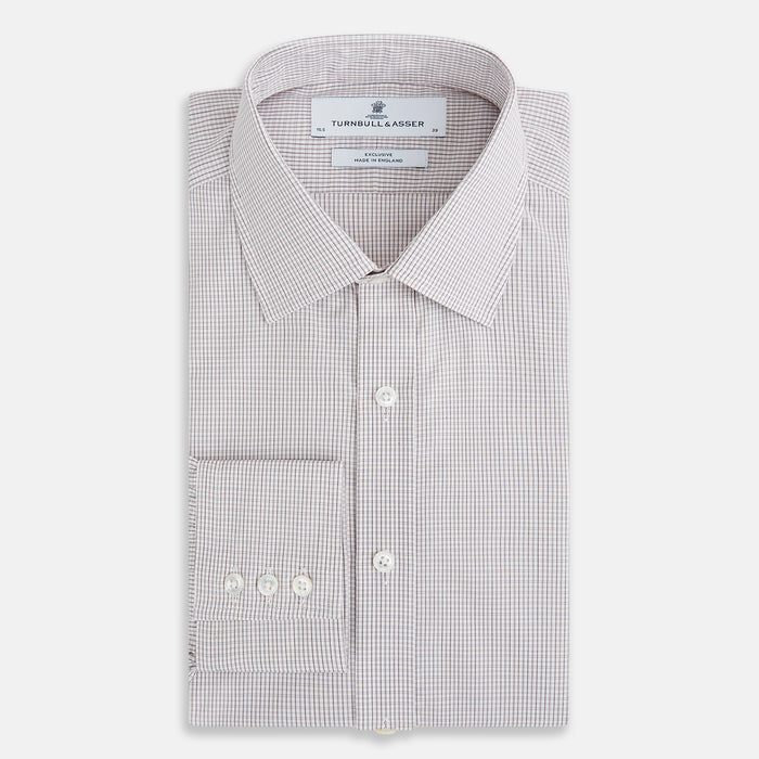 Burgundy Micro Tattersall Check Mayfair Shirt Image 4