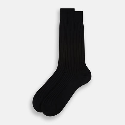 Black Cotton Mid-Length Socks Image 1