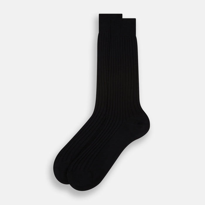 Black Cotton Mid-Length Socks Image 1