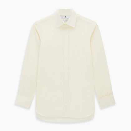 Cream Cotton Shirt with T&A Collar and Double Cuffs Image 6