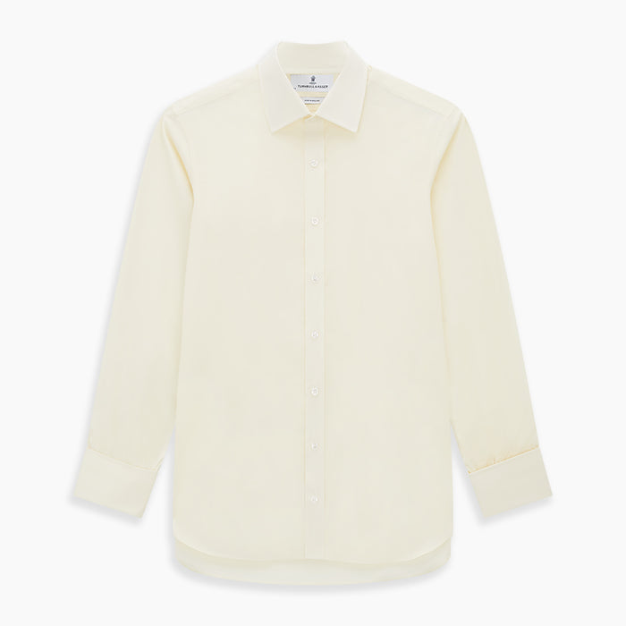 Cream Cotton Shirt with T&A Collar and Double Cuffs Image 6