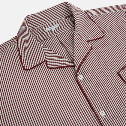 Burgundy Micro Check Winston Long Nightshirt Image 1