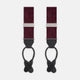 The Turnbull & Asser Burgundy Paisley Adjustable Silk Braces feature black leather loops and silver adjusters, shown on a plain white background.