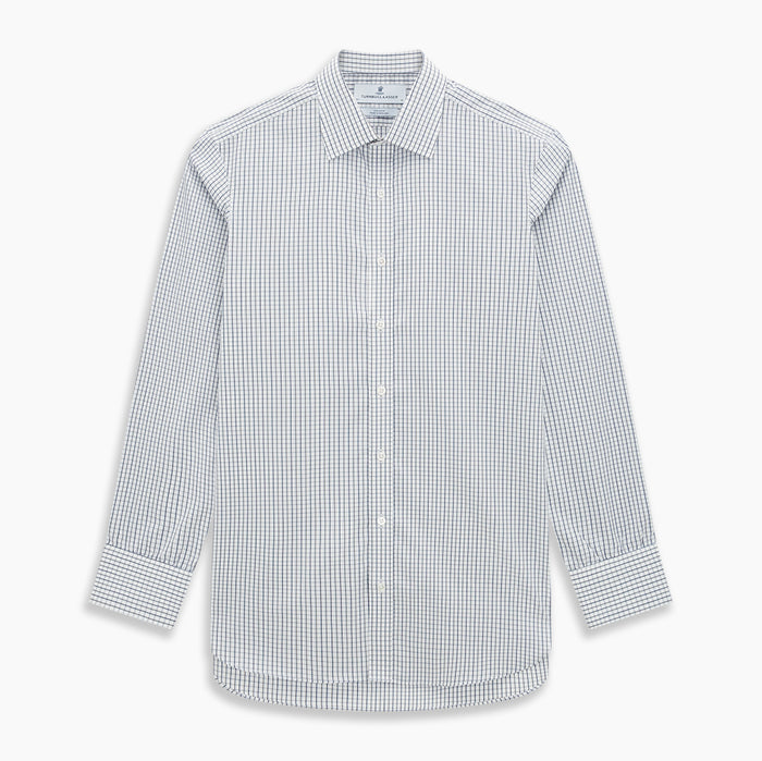 Blue and Coffee Tattersall Check Mayfair Shirt Image 6