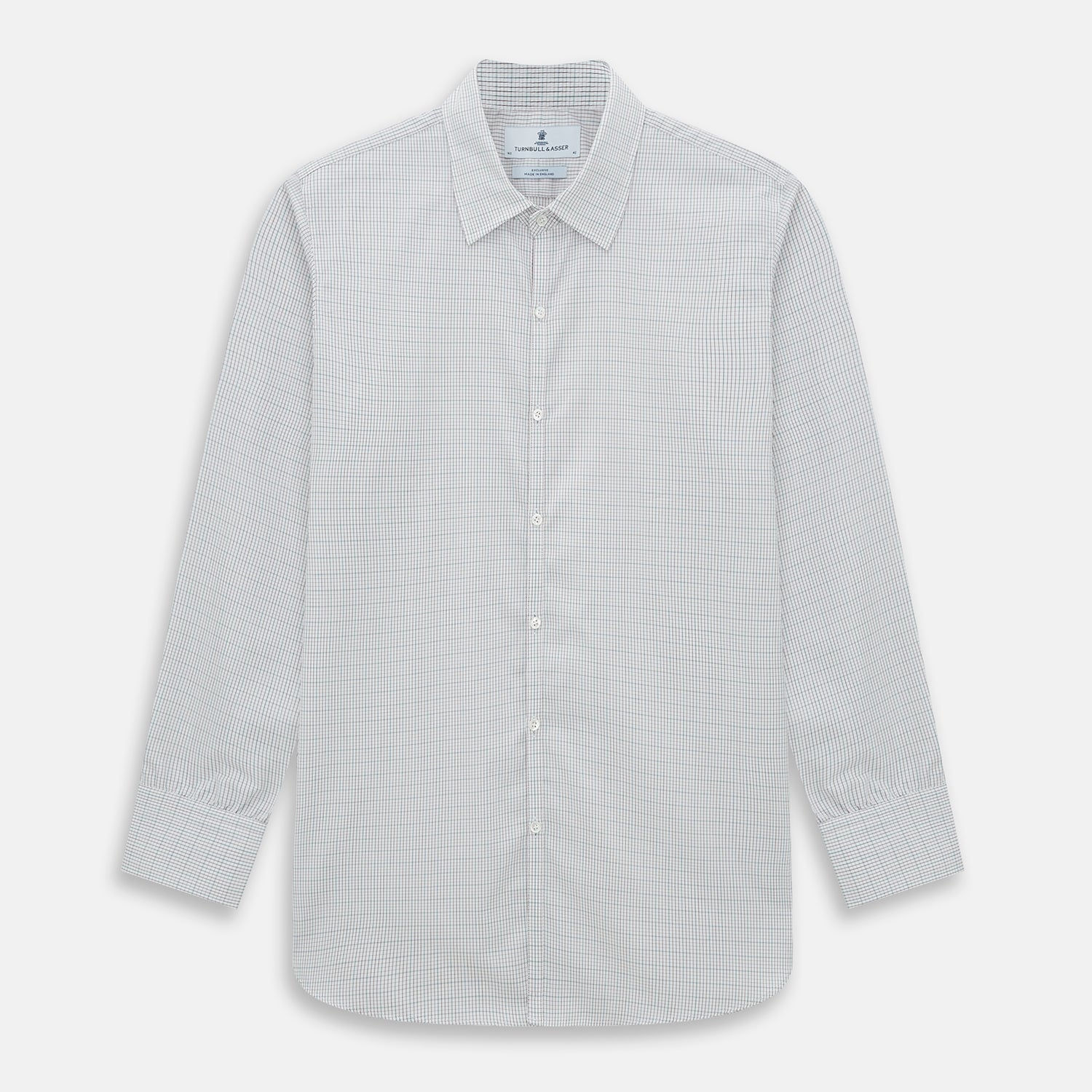 View 1 of product A long-sleeved, button-down BURGUNDY AND GREEN DOUBLE GRID CHECK WESTMINSTER SHIRT by Turnbull & Asser, featuring a classic collar and elegant check pattern—an outstanding piece of British craftsmanship.