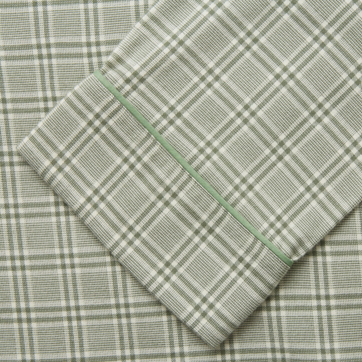 View 3 of product The Turnbull & Asser Green Check Modern Cotton Pyjama Set features a contemporary fit in white and green plaid, made from thicker cotton for added comfort.