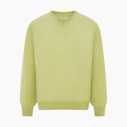 Melon Green Cashmere V-Neck Jumper Image 4