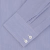 View 2 of product The Turnbull & Asser Tailored Fit Blue Fine Bengal Stripe Shirt features a Kent collar, 2-button cuffs, and is displayed neatly folded on a white background.