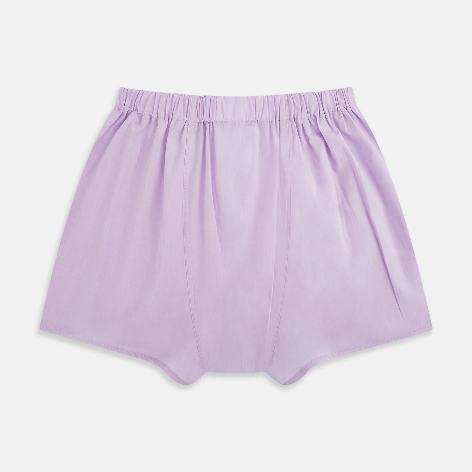 View 2 of product Turnbull & Asser Plain Lilac Godfrey Boxer Shorts, crafted from Italian cotton with a loose fit and elastic waistband, are displayed flat on a white background—offering a simple design suited to the modern gentleman.