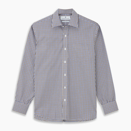 Brown and Blue Cotton Multi Check Weekend Fit Finch Shirt Image 5