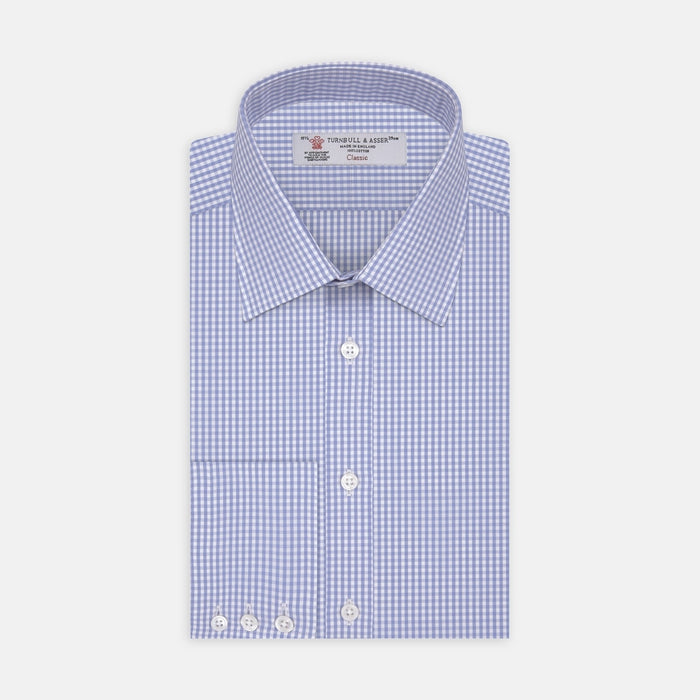 Light Blue Gingham Check Cotton Fabric Image 1