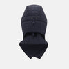 View 4 of product The Turnbull & Asser Navy Quilted Hood with Neck Warmer features diamond pattern stitching, a structured hood, overlapping collar, and button closure, shown on a plain white background.