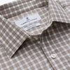 View 4 of product A grey and peach multi-check long-sleeve Cashmerello Finch Shirt by Turnbull & Asser, featuring a classic collar and white buttons, displayed on a white background. This stylish Weekend Fit shirt offers a refined look for summer.