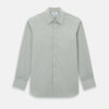 View 1 of product A dark green micro graph check Westminster shirt by Turnbull & Asser, featuring fine British craftsmanship, a Turnbull collar, and white buttons, is laid flat on a white background.