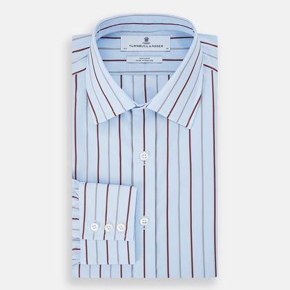 Burgundy Wide Pinstripe Mayfair Shirt Image 4