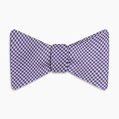 Purple and White Hounstooth Silk Bow Tie Image 3