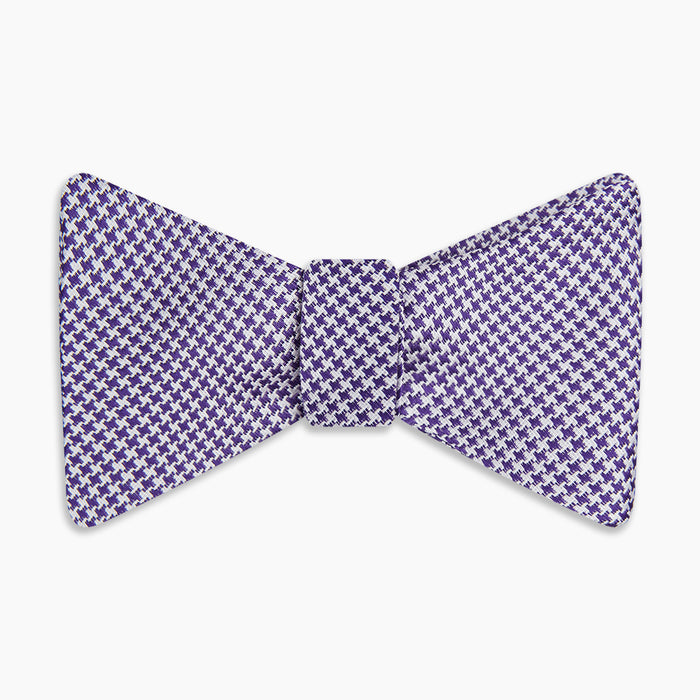 Purple and White Hounstooth Silk Bow Tie Image 3