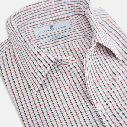 Red and midnight blue Tattersall Check Windsor Shirt Image 1