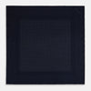 View 3 of product The Turnbull & Asser Navy and Charcoal Dot Silk Pocket Square features a subtle dotted pattern and a folded corner, shown on a white background.