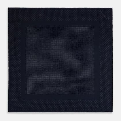Navy and Charcoal Dot Silk Pocket Square Image 2