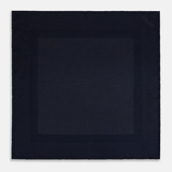 Navy and Charcoal Dot Silk Pocket Square Image 2