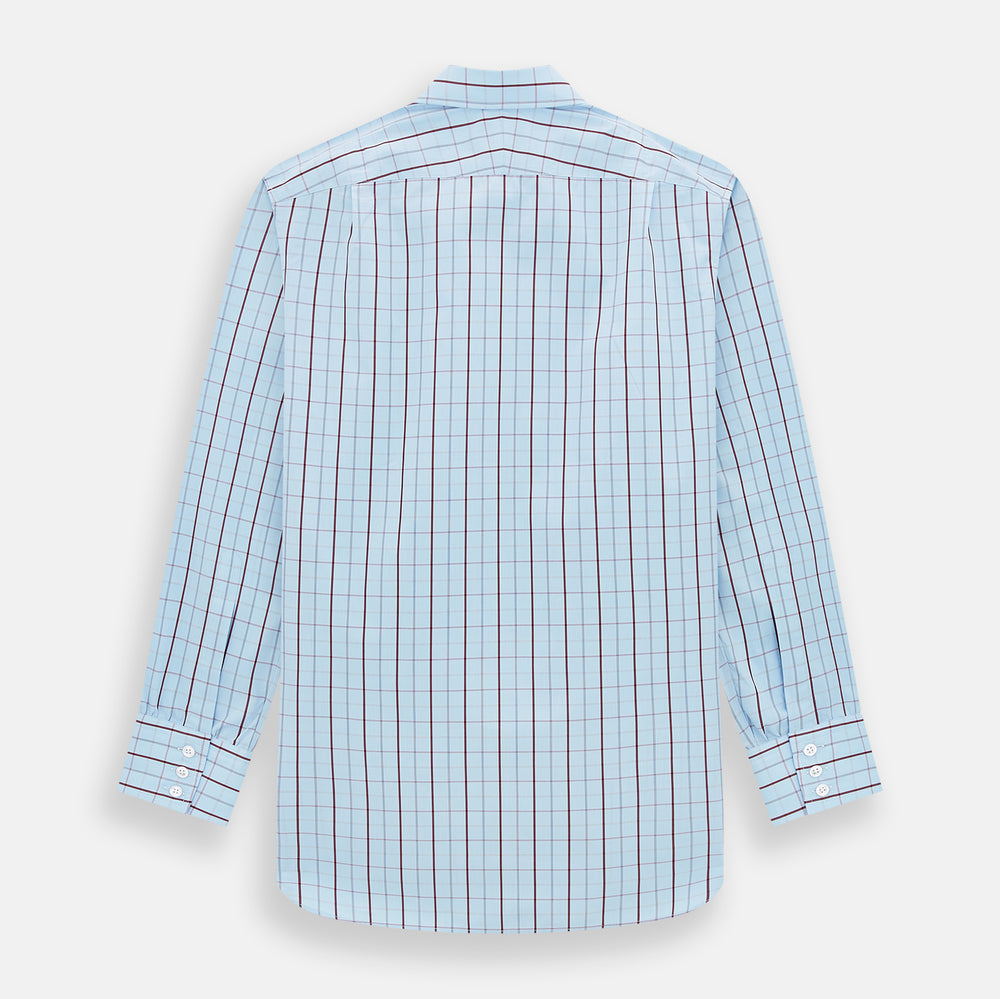 The Burgundy Multi Combination Check Mayfair Shirt by Turnbull & Asser features a classic check pattern and refined British craftsmanship, laid flat on a white background.
