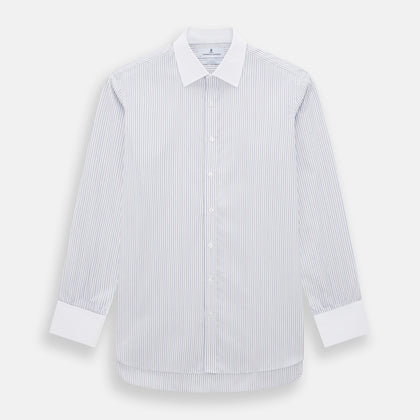 Multicoloured Music Stripe Shirt with Contrast Collar and Double Cuffs