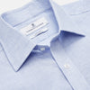 View 2 of product Turnbull & Asser's Pale Blue Check Linen Regular Fit Mayfair Shirt features a classic collar, front pocket, and buttoned cuffs—a breezy update to the traditional check shirt.