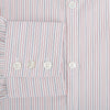 View 4 of product The Turnbull & Asser Red and Blue Ticking Stripe Westminster Shirt features long sleeves, a button-up front, pointed collar, and buttoned cuffs, highlighting British craftsmanship while laid flat on a white background.