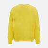 View 3 of product The Turnbull & Asser Canary Yellow Merino Round Neck Jumper features long sleeves and a crew neckline, shown here against a white background.