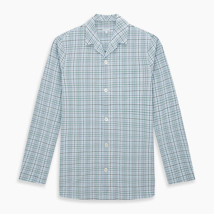 Blue and Green Multi Check Pyjama Shirt Image 6