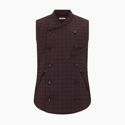 Burgundy Double-Breasted Quilted Gilet Image 4