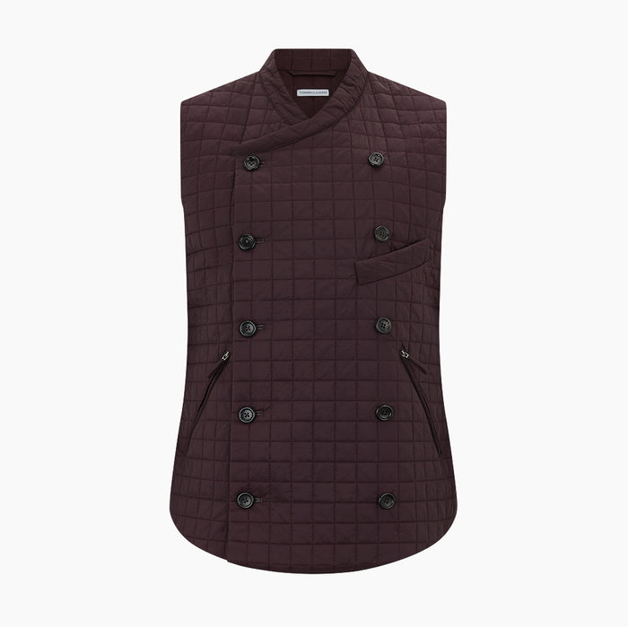 Burgundy Double-Breasted Quilted Gilet Image 4