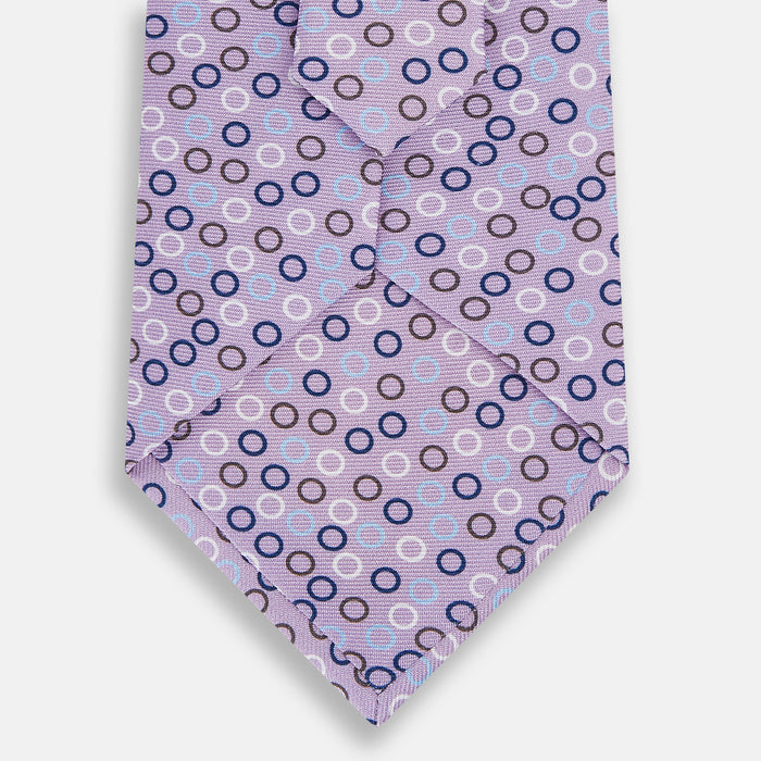 Multi-coloured Circle Lilac Printed Silk Tie Image 2