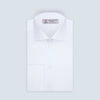 View 1 of product A White Self-On-Self Herringbone Sea Island Quality Cotton Shirt with Regent collar and double cuffs by Turnbull & Asser, displayed against a light gray background.