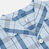 View 2 of product The Turnbull & Asser Blue Multi Check Pyjama Shirt features a blue and white check pattern, long sleeves, and a collar—an elegant loungewear option perfect for nightwear.