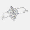 View 5 of product The Turnbull & Asser Check Blue Multi Commuter Mask features a blue plaid design, adjustable fabric ear loops tied in bows, and comes with 3 Viroformula™ filters. Laid flat on a white background.
