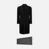 View 5 of product The Turnbull & Asser Black Morning Coat features satin peak lapels, a single front button closure, and long sleeves, shown against a plain white background.