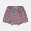 View 2 of product Burgundy gingham check Godfrey men's boxer shorts by Turnbull & Asser, crafted from luxury Italian cotton with an elastic waistband, displayed flat on a white background.