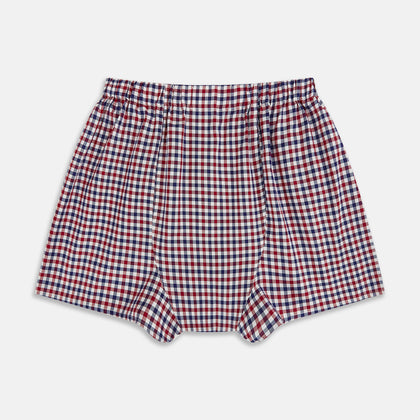 Burgundy Gingham Check Godfrey Boxer Shorts Image 1